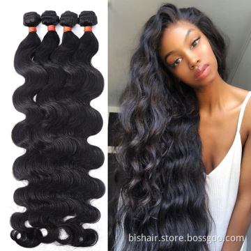 1/3/4 Pieces of Human Hair Extension Natural/Black Body Wave Brazil Wavy Hair Extension 8-34" Remy Hair Extension Wholesaler